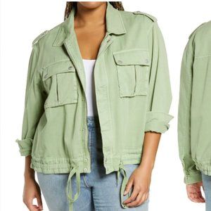 BLANKNYC Twill Utility Jacket Green 100% Cotton Lightweight Pockets! Summer XL